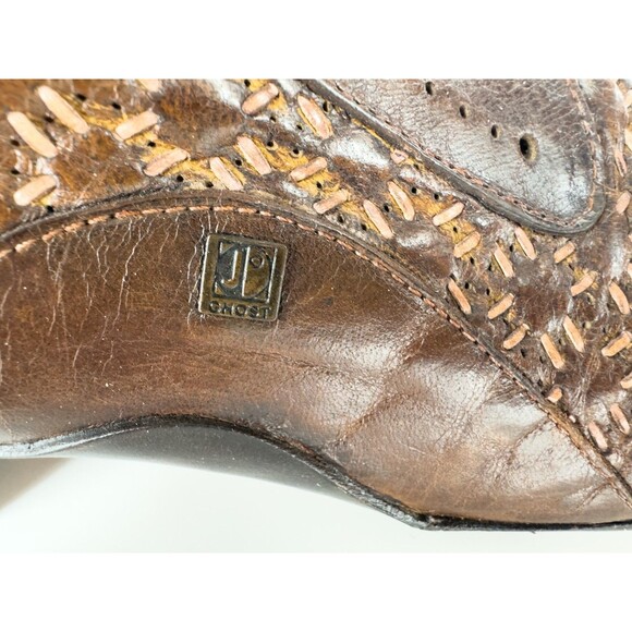 Jo Ghost Men\'s Brown Leather Cap Toe Woven Braided Boots EU 43 US 10 $595 main image 6